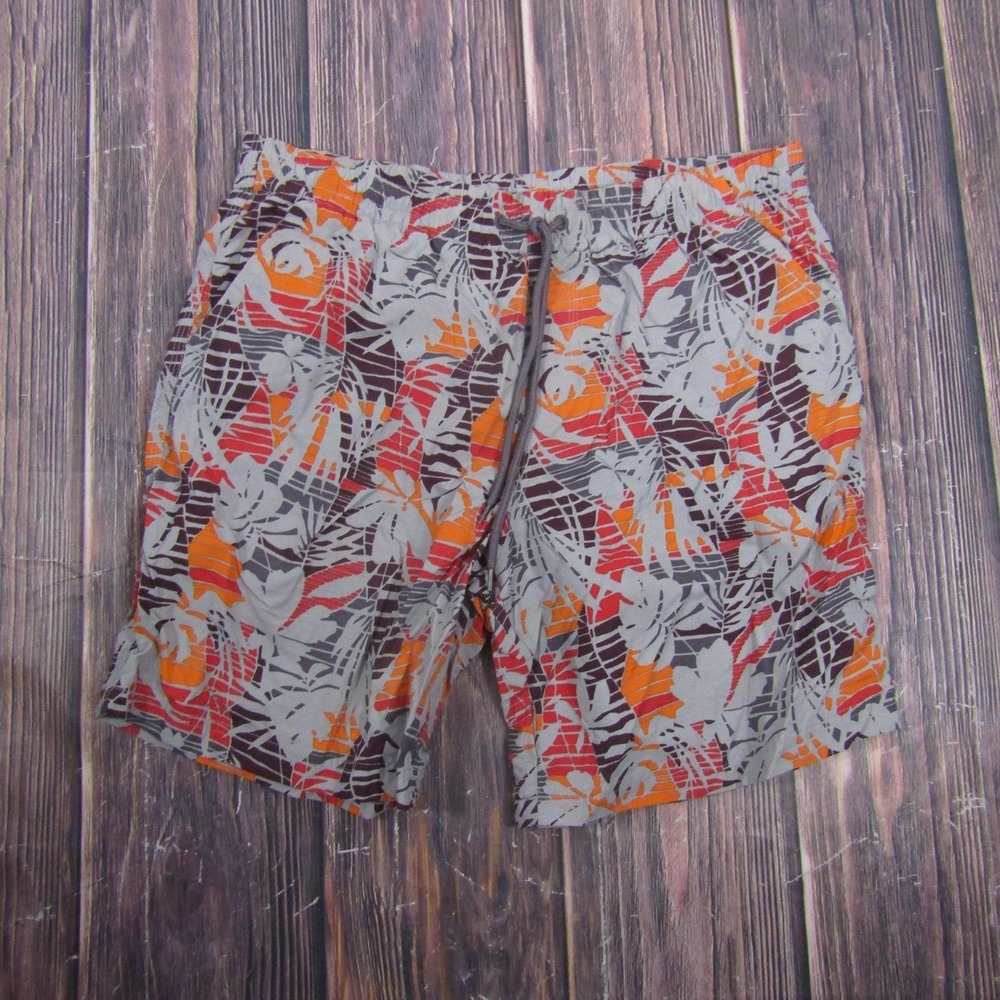 Columbia Swim Shorts Mens Medium Gray Tropical Mesh Lined Omni-Shield Quick Dry